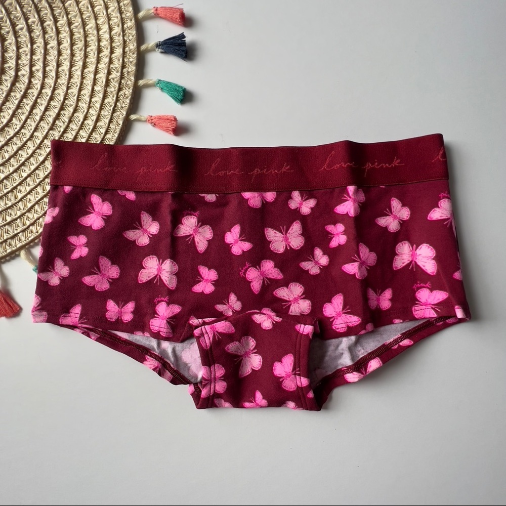 Victoria's Secret PINK Logo Boyshort Panty Desire Butterfly Medium NEW